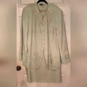Ben Marc International Pastel Green Embroidered Women's Coat